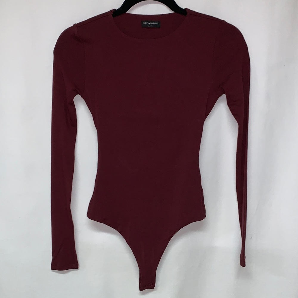 Naked Wardrobe Burgundy Long Sleeve Bodysuit